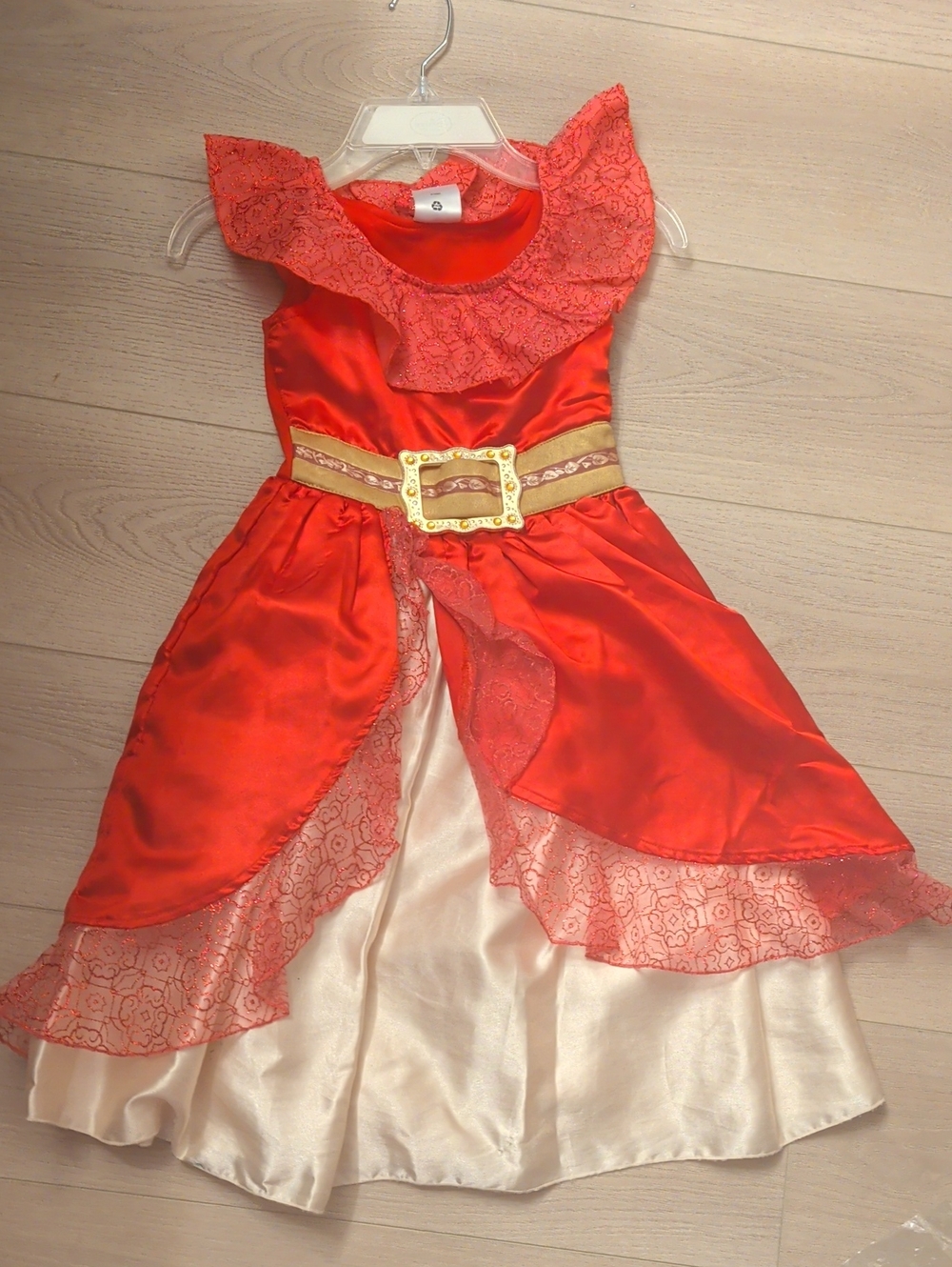 Girls Red and Cream Princess Halloween Costume with Gold Belt